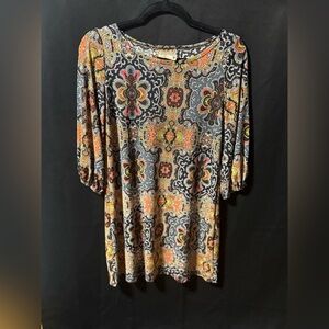 Elegant Long Sleeve Paisley Dress